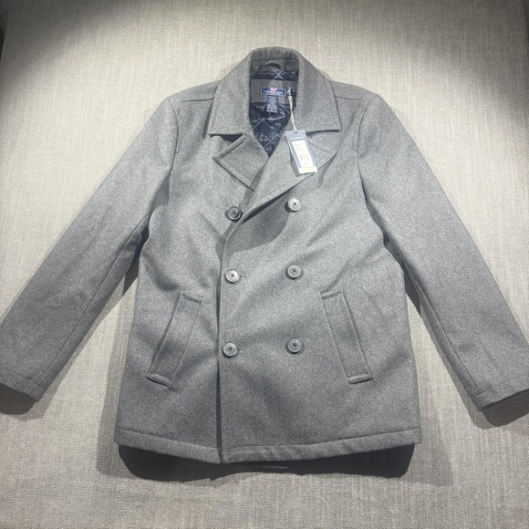 Vineyard Vines Peacoat Mens Medium Gray Wool Double Breasted Jacket